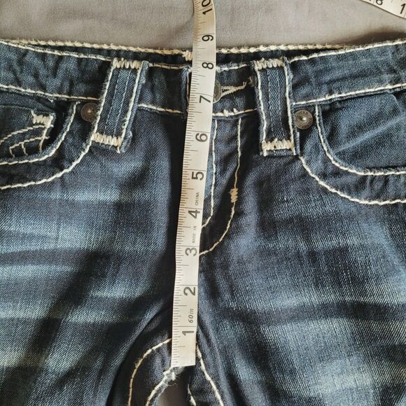 Big Star Liv Boot Womens 26L Low Rise Bootcut Dark Wash Denim Jeans White Sitch - Picture 8 of 10